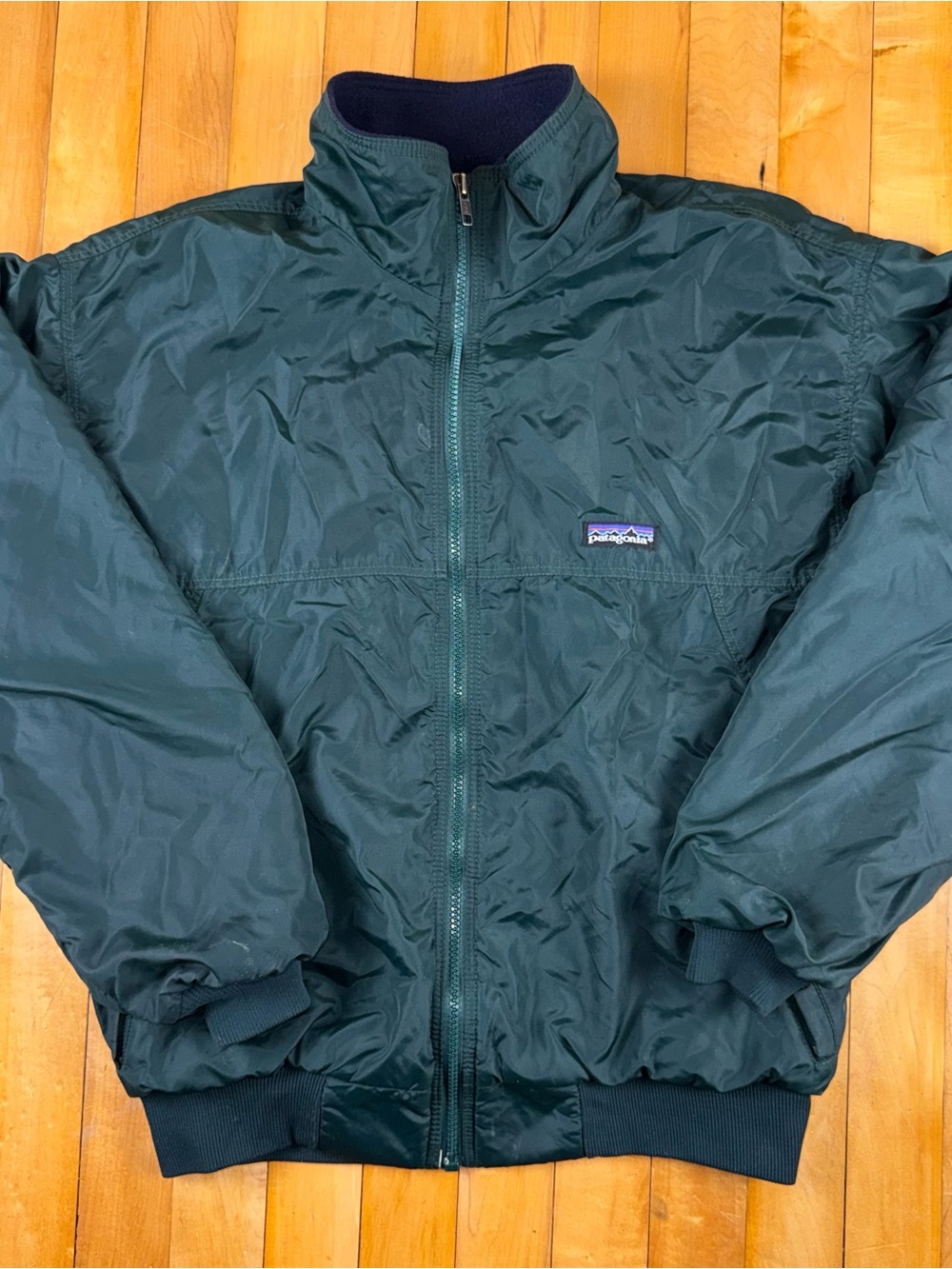 Vintage Patagonia USA Made Fleece Lined Bomber Jacket Green Full Zip Men’s S